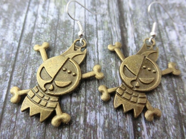 Skull Anhänger Ohrringe bronzefarben Vintage Optik